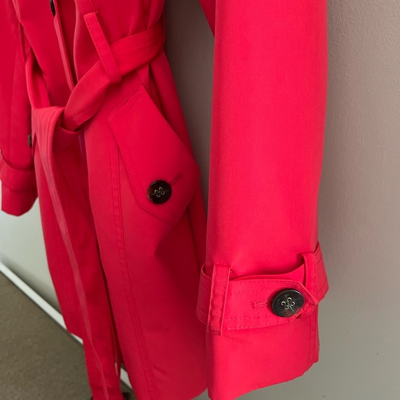 Calvin Klein Small Petite Trench Coat in fire red-orange. - Picture 4 of 4